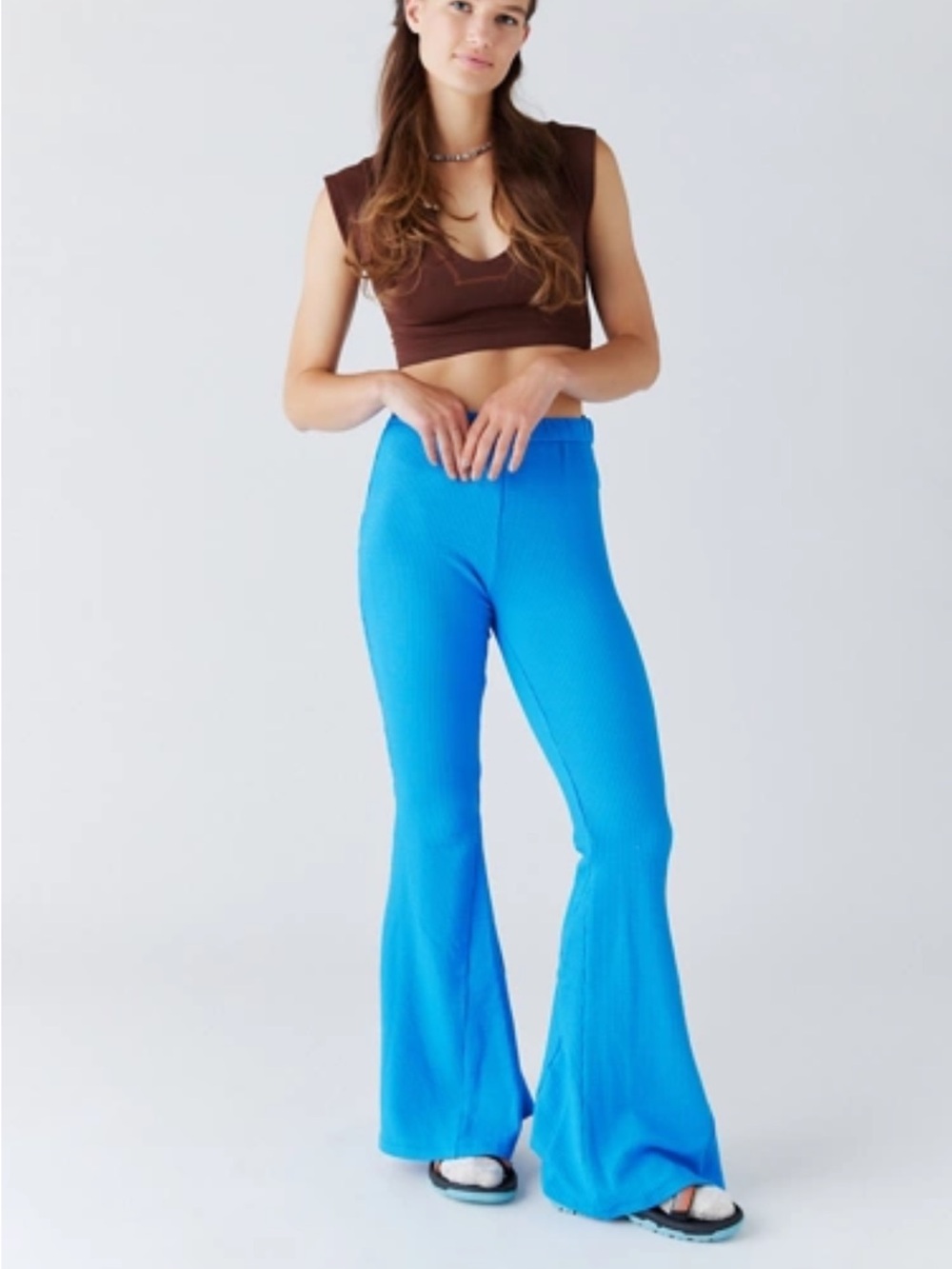 Urban Outfitters Electric Blue Ribbed Flare Pants